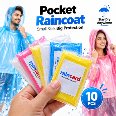 Portable Disposable Pocket Wallet Raincoat Rain Card for Men & Women (10 Pcs Pack) – Waterproof PE Poncho with Compact Card Case, Lightweight Emergency Rainwear for Travel & Outdoor Activities